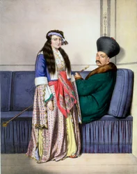 An Armenian prince and his wife - Plate XXVII, engraved by Lemercier from 